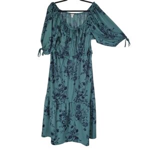 MAXI TIERED Dress Floral Size XL Garden Flowy Botanical Countryside Influenced